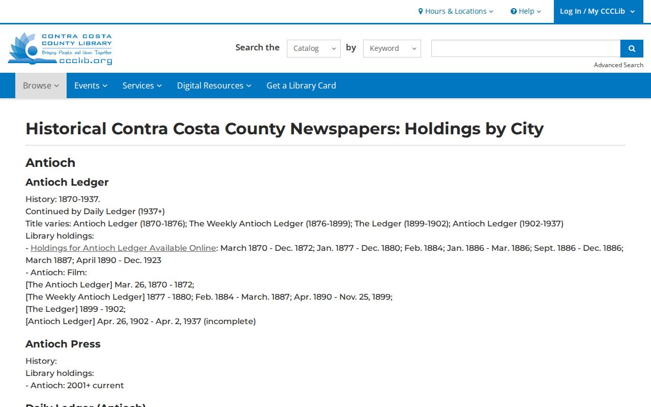 Pleasant Hill city directory newspaper holdings
