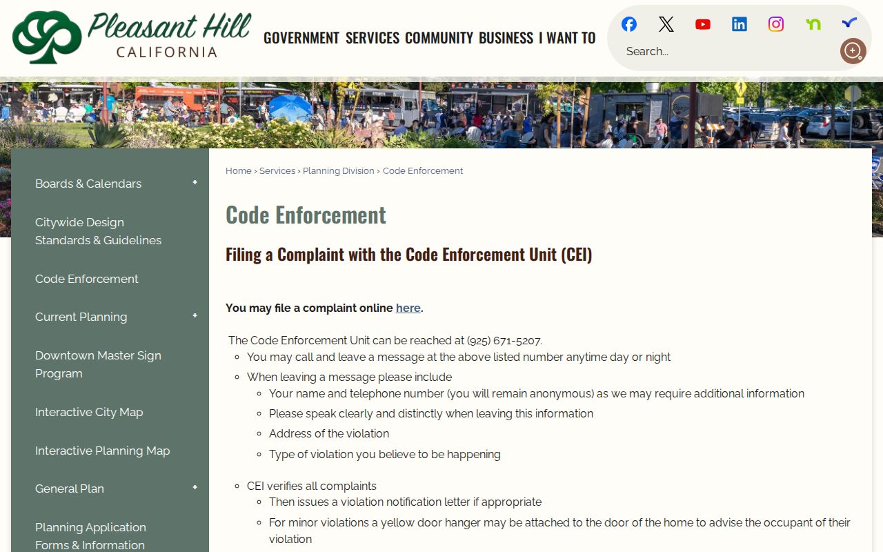 Pleasant Hill neighbors code enforcement address records