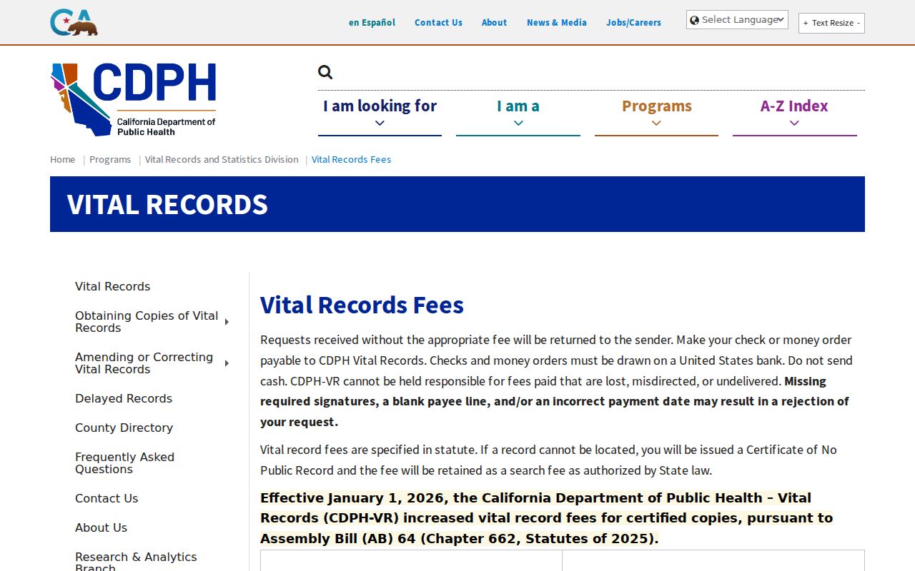 Pleasant Hill resident lookup California vital record fees