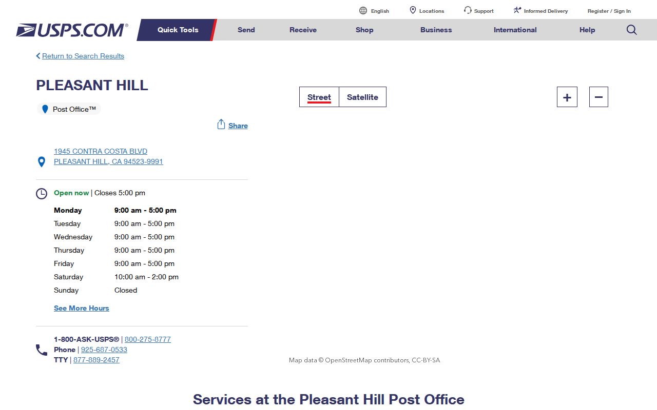 Pleasant Hill ZIP code directory post office details for ZIP 94523